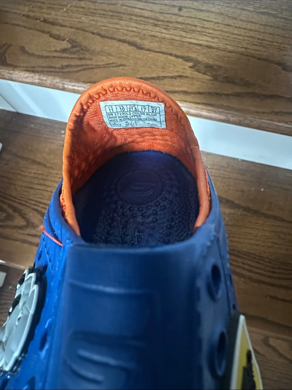 Sketchers Foamies Kids Blue Slip-On Clog Sneakers with Orange Trim